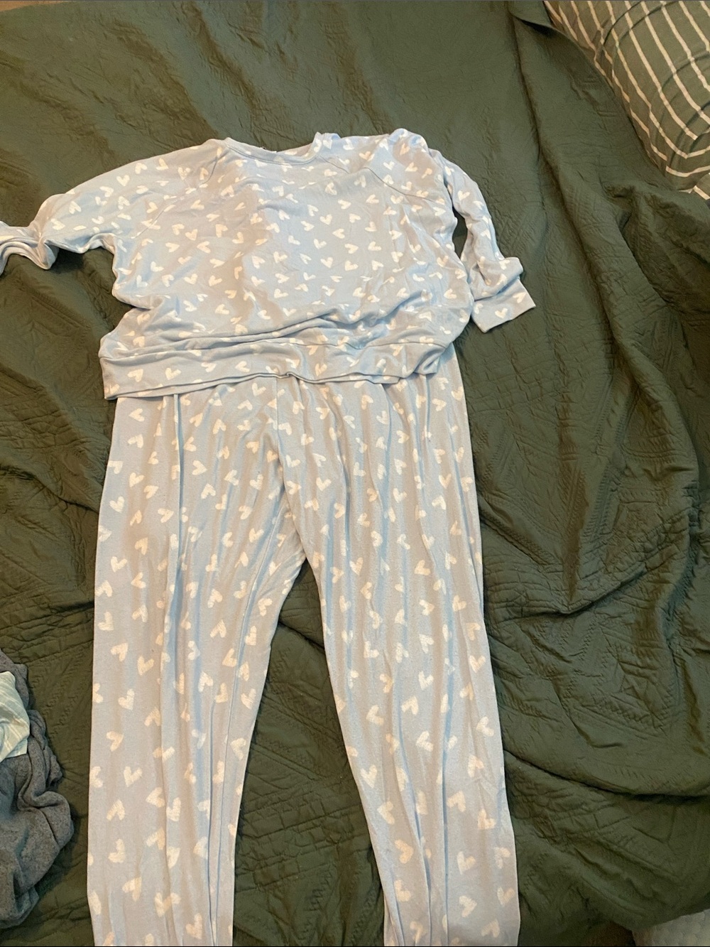 Light Blue Heart Print Loungewear Set